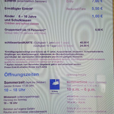 Eintrittspreise 07/2020